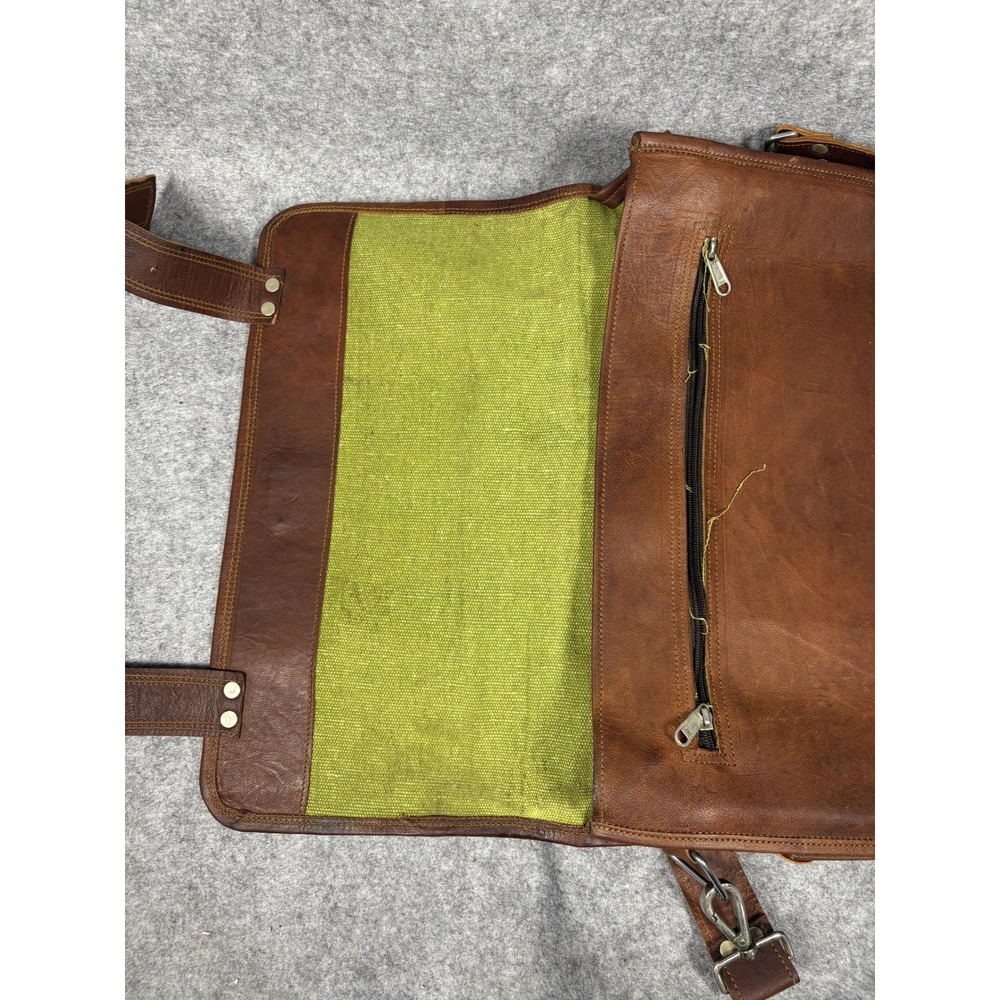 Handmade World Messenger Bag Large Brown Leather Vintage Laptop Satchel - Picture 11 of 16